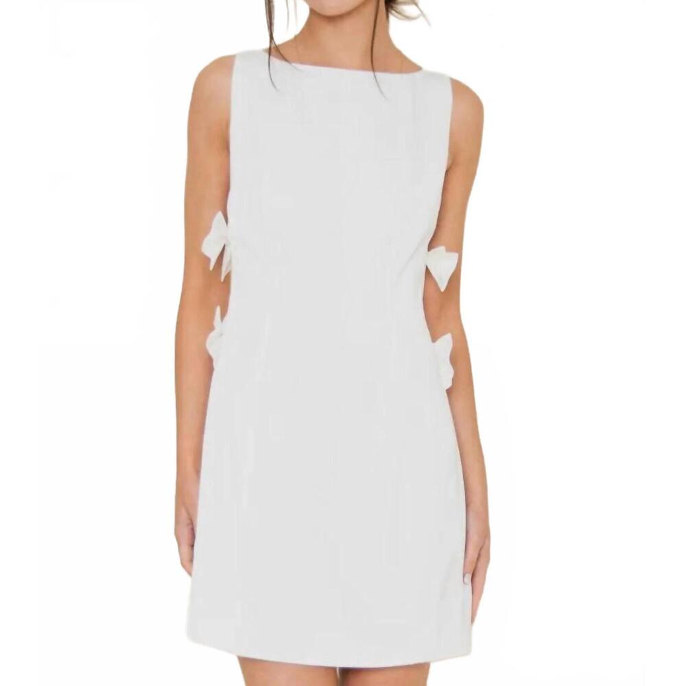NEW FORE COLLECTION bow detail cocktail dress in white